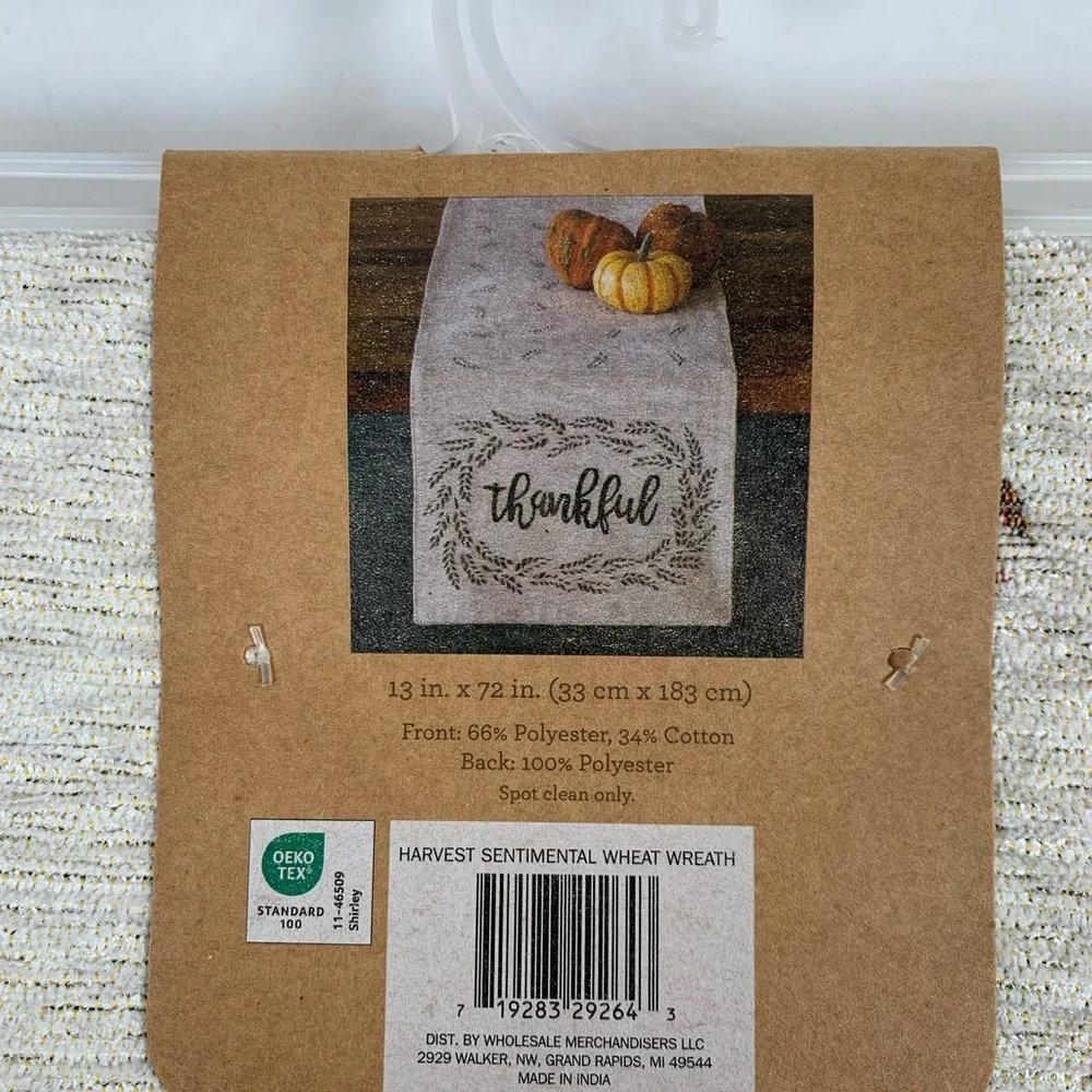 Harvest Wheat Embroidered Fall Table Runner 13”x72” NWT (Q238-240)